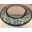 Onarga Mosaic Mirror, Wall Art Décor – Handcrafted Decorative Wall Mirror, Sky Blue, Silver, and Gray Glass Mosaic Mirror, Large 24” Round Mirror for Hallway, Bedroom, Bathroom, Living Room