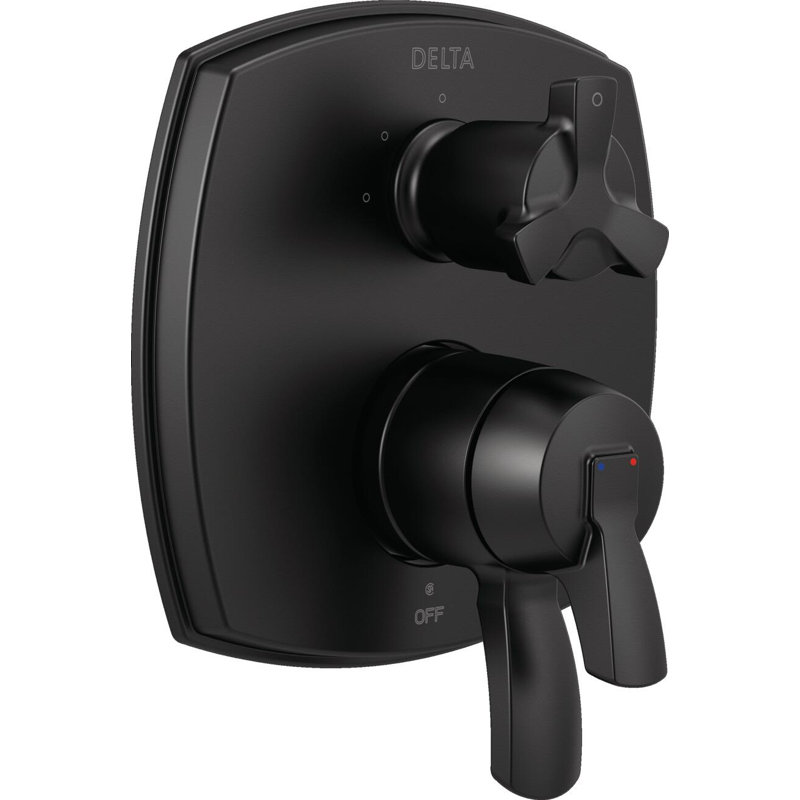 17 garniture thermostatique intégrée avec inverseur à trois fonctions et sans poignée, Noir mat