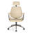 Mid-Century Modern Ergonomic Office Chair with Headrest, Faux Leather & Wood Frame-1999397952