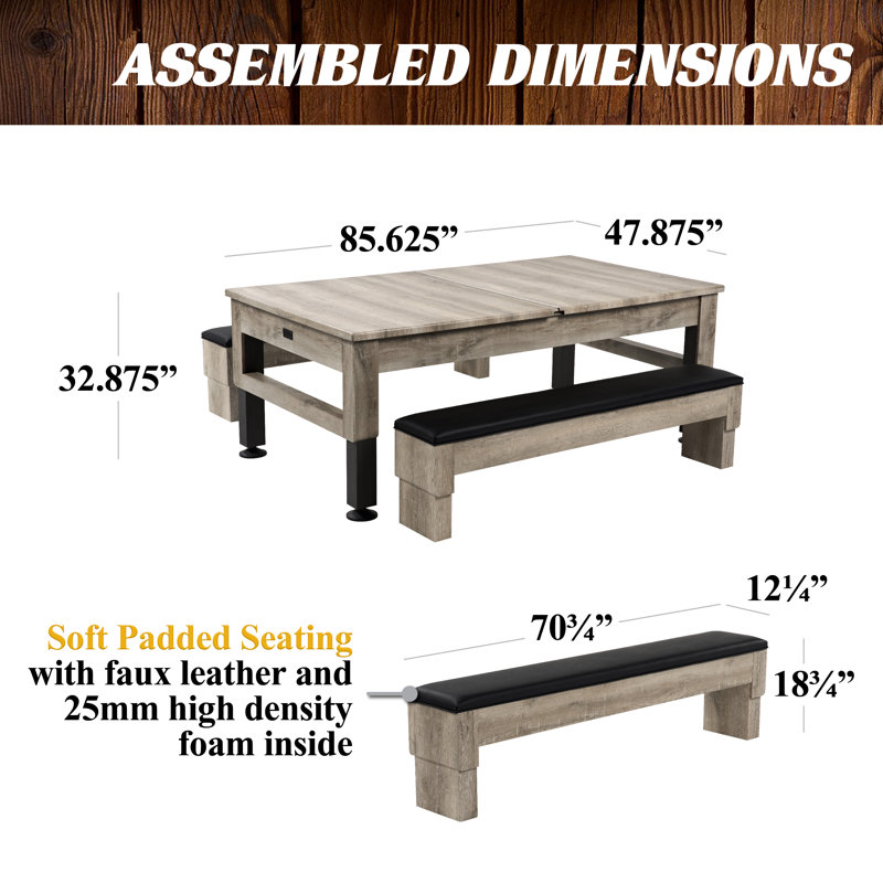 Westmont 7' Light Brown Wood 3-in-1 Pool, Ping Pong, and Dining Table