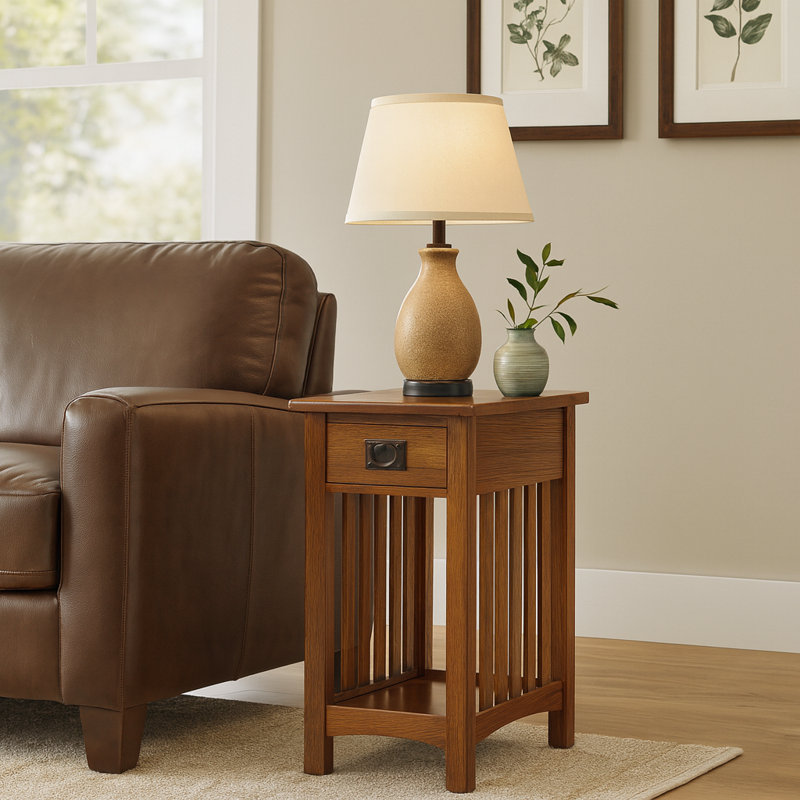 Mission Solid + Manufactured Wood Impeccable Side Table, Medium Oak