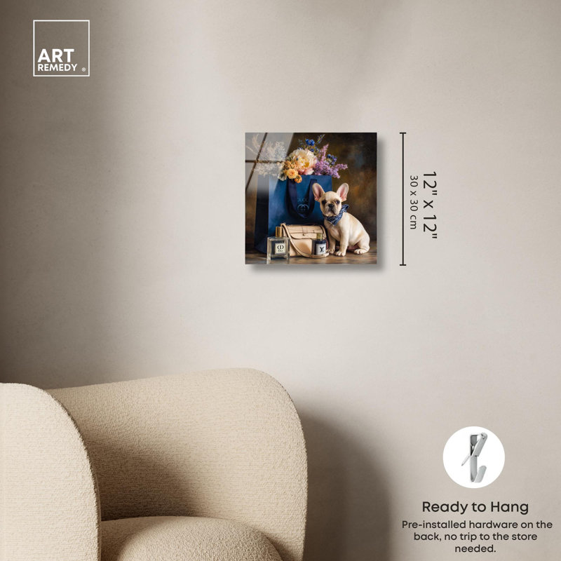 Impression d'art sur toile Frenchie, H 12 po x l 12 po