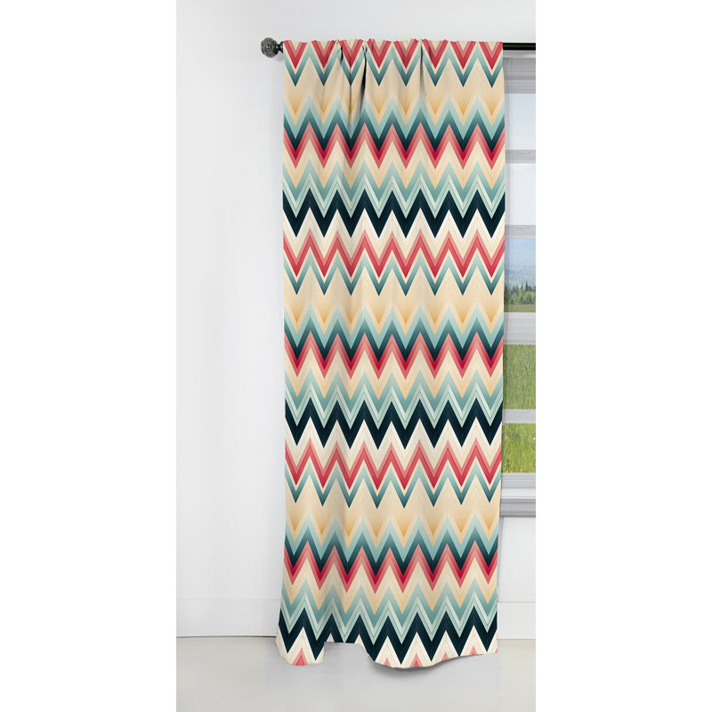 Ivory Boho Accents Chevron I - Chevron Curtain - Blackout Chevron Curtain - 1 Panels, 52" W x 90" L