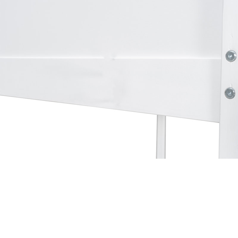 Queen Wooden Bunk Bed With Shelves & USB Charging, White