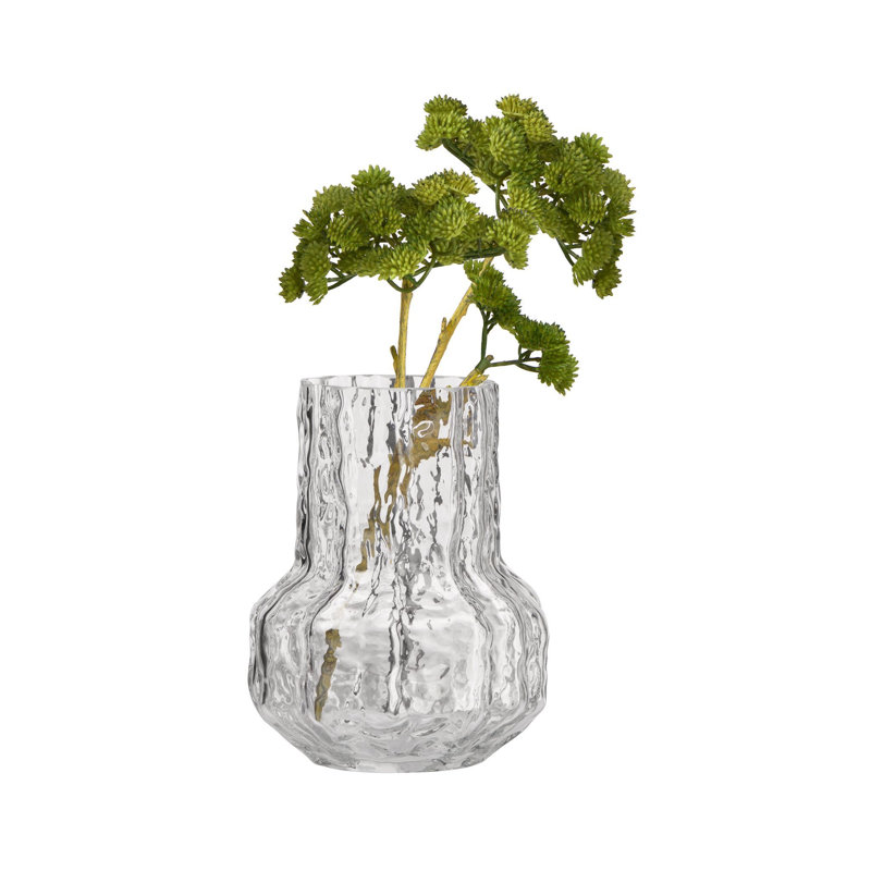 Jhonathon 7" Textured Clear Glass Table Vase, 7.25" H x 5.5" W x 5.5" D, Clear