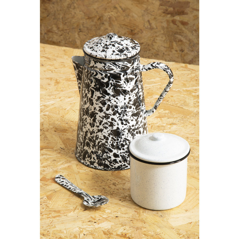 Kitchen Canisters & Storage Jars, White/Black, 12cm H x 11cm W x 11cm D