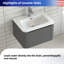 Armoire de salle de bain murale 24 po avec lavabo flottant mural et tiroir en céramique blanche-119819553