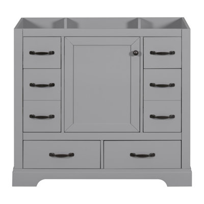 Base de meuble-lavabo gris 36 po | 6 tiroirs, plateau personnalisable