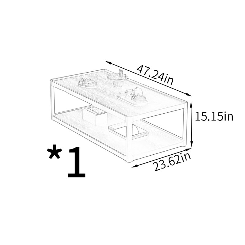 Table basse de style minimaliste, H 15,15 po x L 47,24 po x l 23,62 po