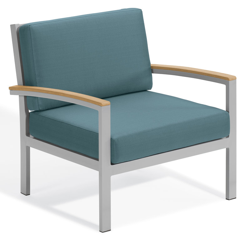 Travira Cushion Lounge Chair, Ice Blue, Tekwood Natural