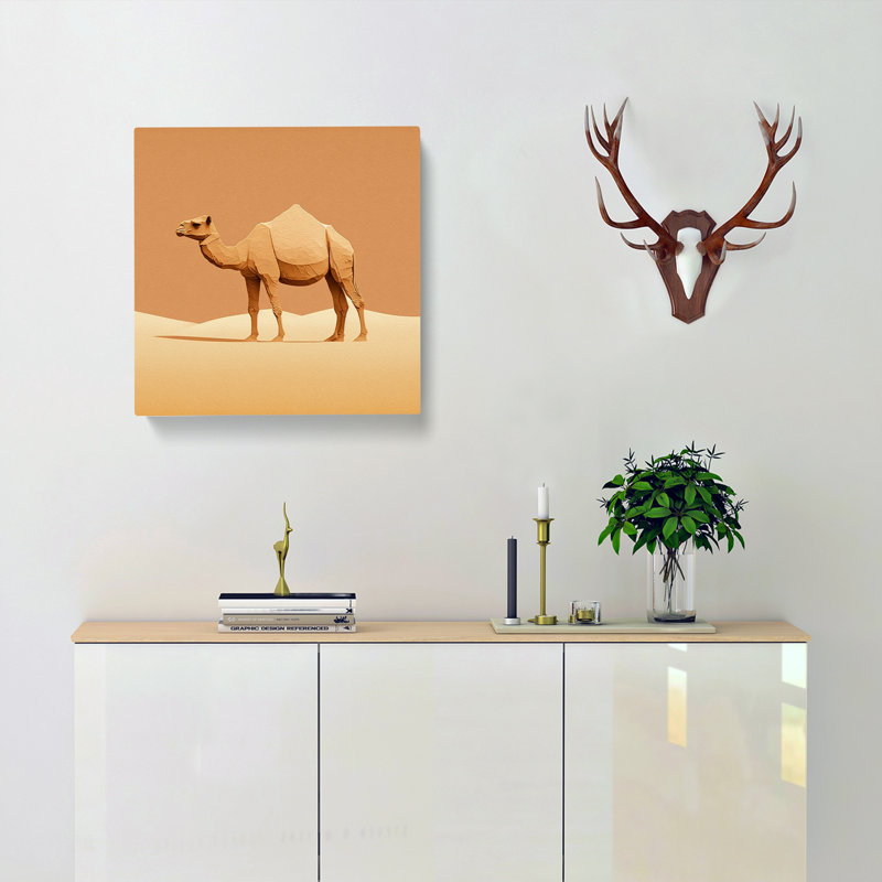 Camel Minimalism - Print, 35cm H x 35cm W x 3cm D