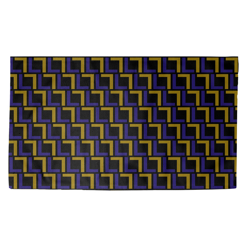 Tapis géométrique jaune / noir / bleu, Rectangle 3 pi x 5 pi
