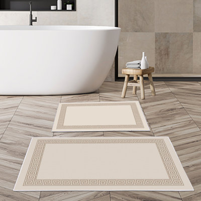 Luxurious Bathmat Set (2 Pieces), 100% Polyester, Non-Slip, Antibacterial | Dimensions: 19.7 x 23.6 inches & 23.6 x 39.4 inches | Ultra-Absorbent, Easy Clean Fabric, Machine Washable at 86°F | Perfect for Bathroom or Spa