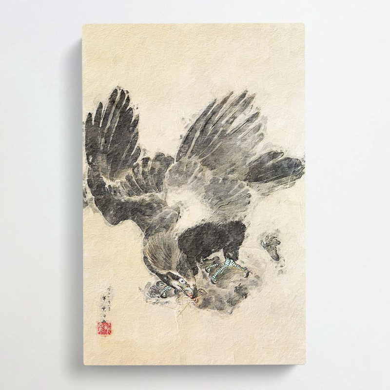 Eagle Attacking A Monkey by Katsushika Hokusai - Wrapped Canvas, 50cm H x 35cm W x 3cm D