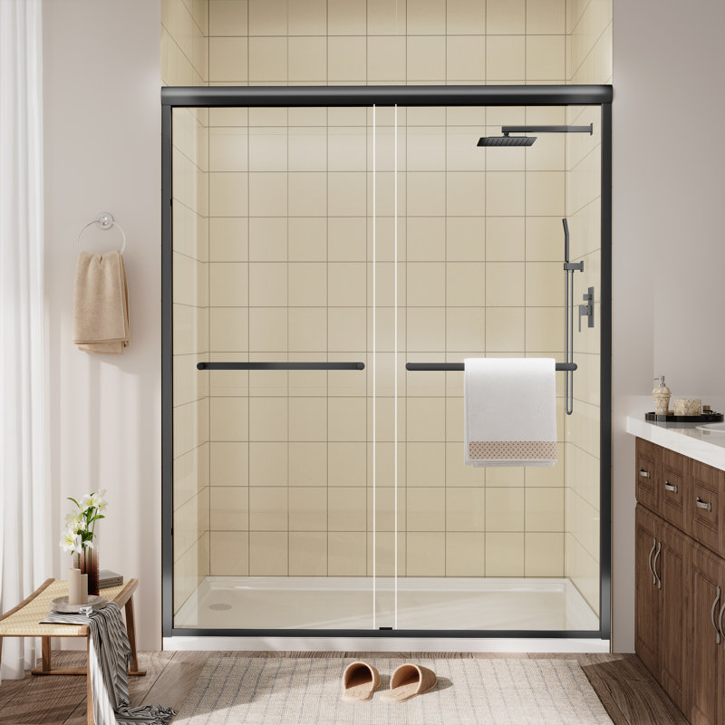 Porte de douche encadrée l 60 "x H 72", Noir