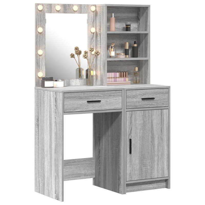 Dressing Table with Mirror, Grey Sonoma