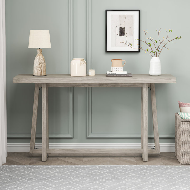 Console de 59,84 po, élégante table d'entrée rectangulaire, console extérieure pour patio, table de vestibule robuste, canapé pour vestibule, salon, chambre à coucher et patio