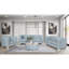 Table basse en chenille bleu sarcelle clair