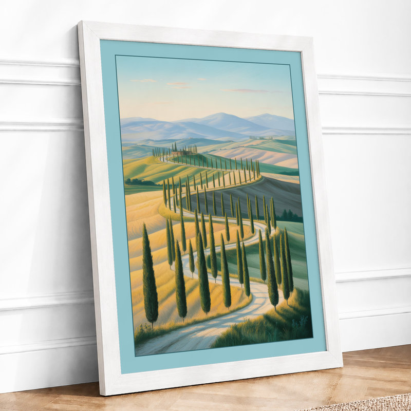Tuscan Hillside Rustic - Framed Print, A3 - 42.0 x 29.7 cm, White