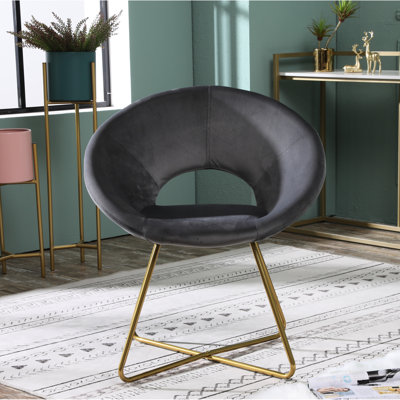 Élégante chaise rembourrée en velours soyeux gris avec base de couleur dorée - Rehaussez l'esthétique de votre pièce