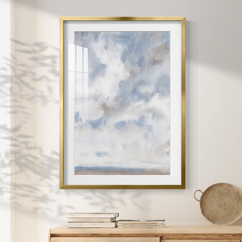 Sky Blue III  -Framed Print, Gold