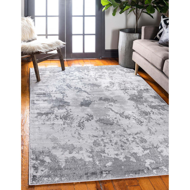 Tapis gris à motif géométrique Brantly, Rectangle 4 pi 1 po x 6 pi 1 po
