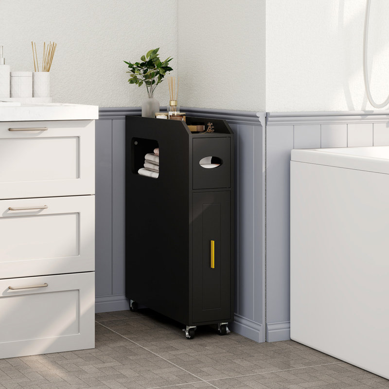 Freestanding Linen Cabinet, Black