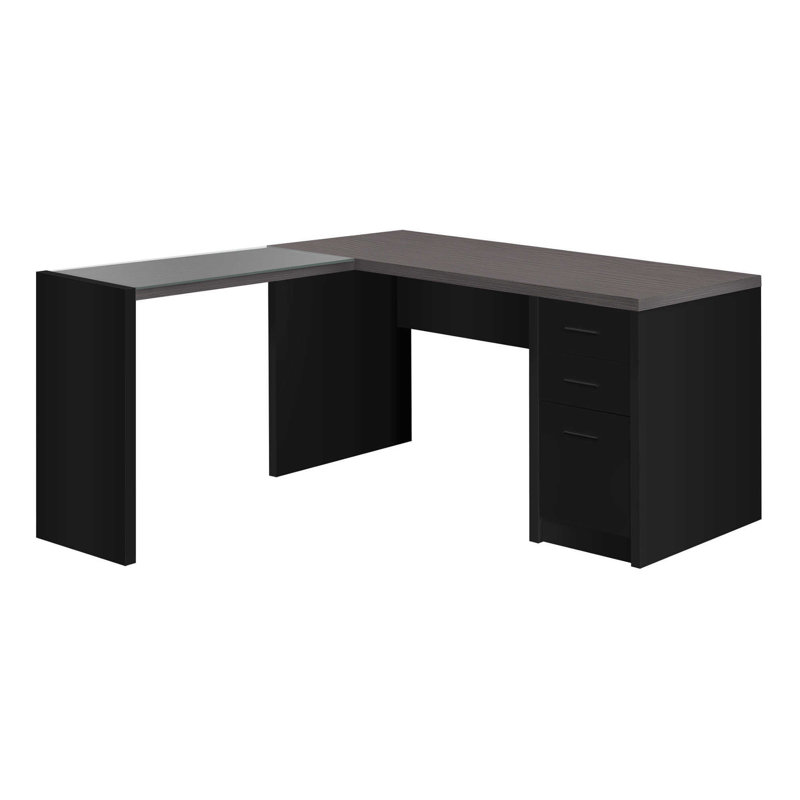 Bureau d'ordinateur d'angle en forme de L en stratifié Lile, pour le travail, un bureau personnel ou un ordinateur portable
