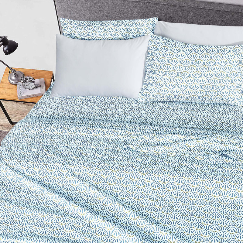 Eilerich Microfiber Geometric Sheet Set, Twin Sheet Set + 2 Pillowcases, Geometric