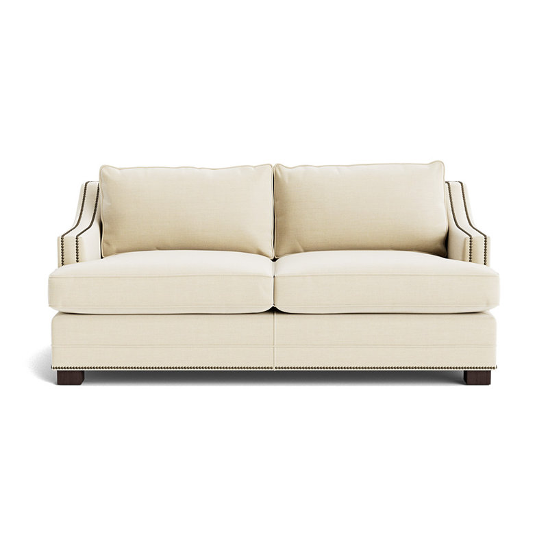 Canapé Keaton Slope avec clous 74, Antique Brass, Performance Linen - Cream, Java