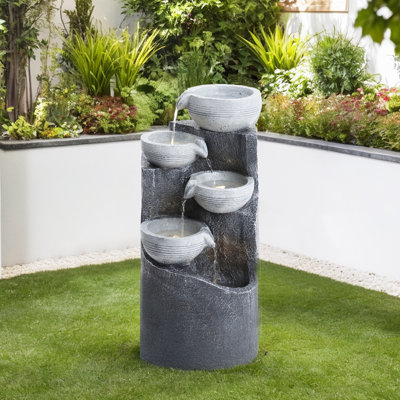 Chaison Outdoor Weather Resistant Floor Fountain with Lights