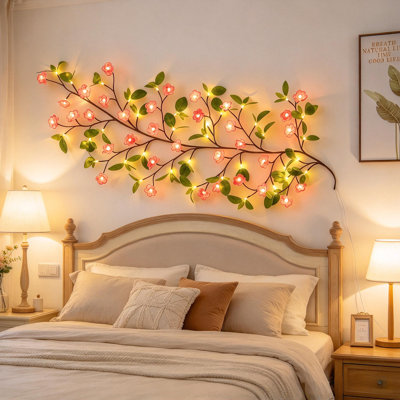 LED Morning Glory Branch Light, 1.6m Artificial Vine Tree Branch Lamp with Remote Control, 8 Modes Decorative Light for Bedroom, Living Room, Fireplace and Home Decor