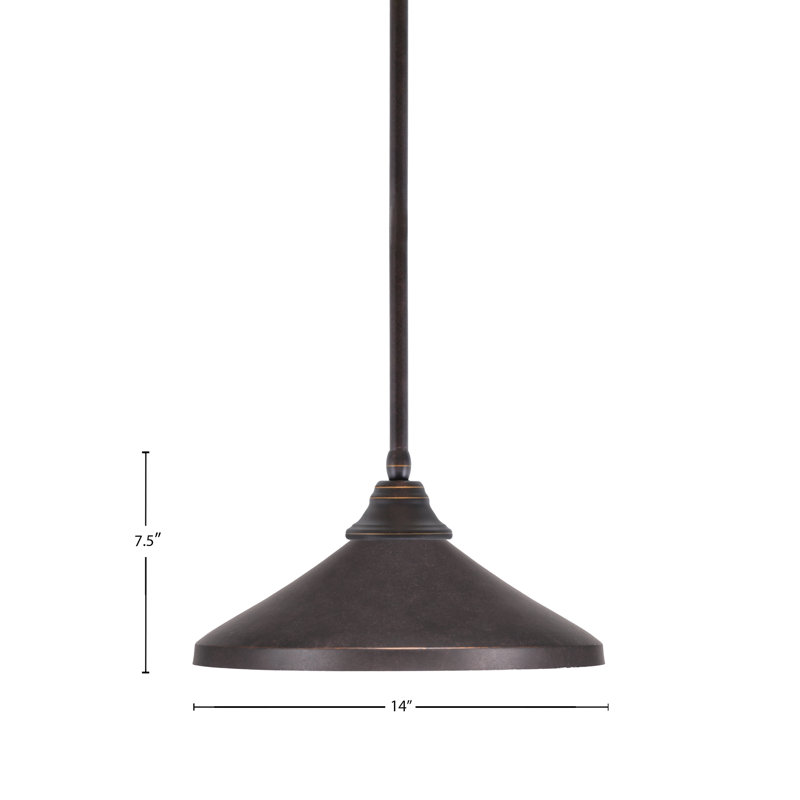 Luminaire suspendu avec tige en métal 14 po, Bronze huilé