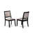3 Piece Dining Set Includes a Round Kitchen Table with Wire Brushed Black Tabletop & 2 Stackable Polyester Fabric Chairs, Wire Brushed Black-299317854