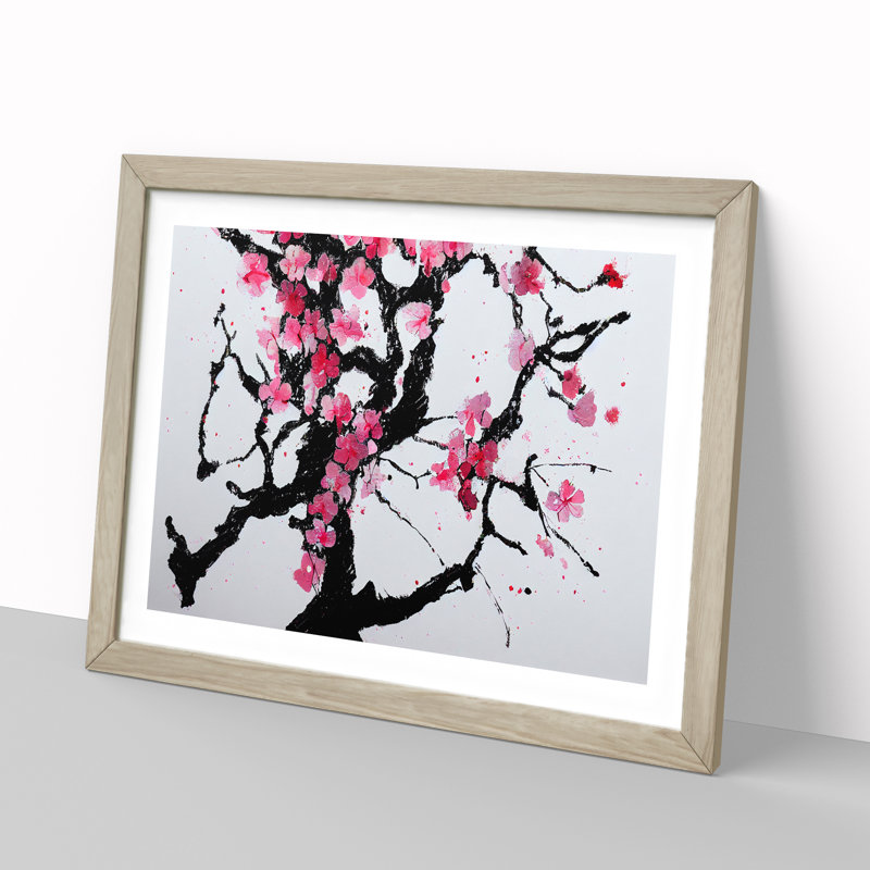 Intoxicating Cherry Blossom Tree Flowers - Framed Print, 25cm H x 34cm W x 2cm D, Oak