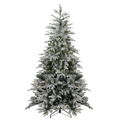 Sapin de Noël artificiel moyen enneigé 9 pi avec lumières DEL blanc chaud Winfield