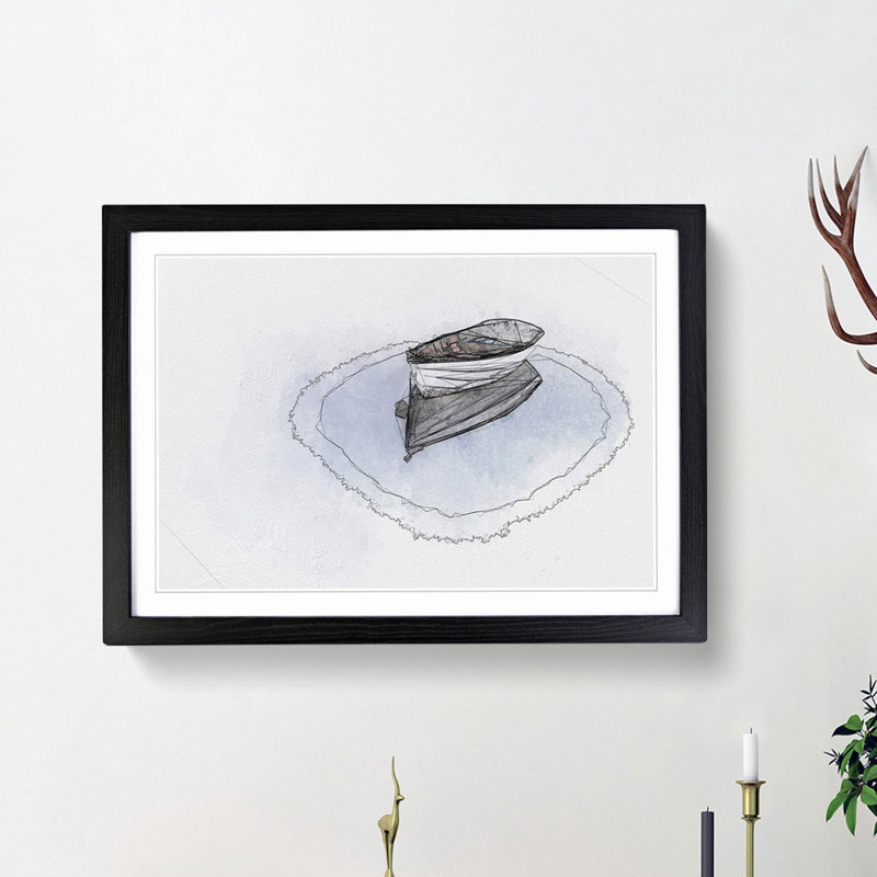 Reflection of a Boat in Abstract - Picture Frame Graphic Art Print, 62cm H x 87cm W x 2cm D, Black Framed
