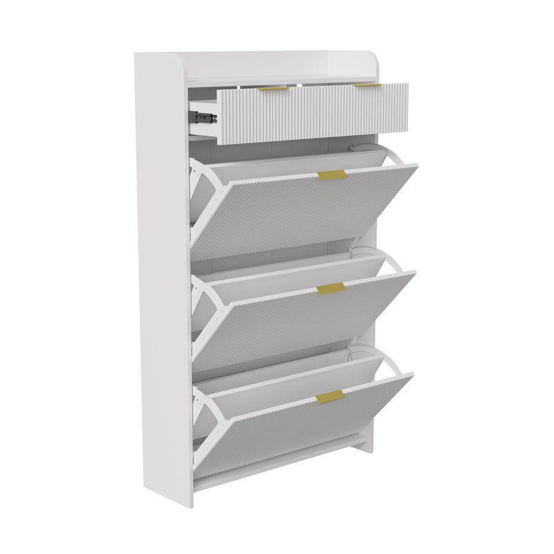 18 Pair Flip Down Shoe Storage, White