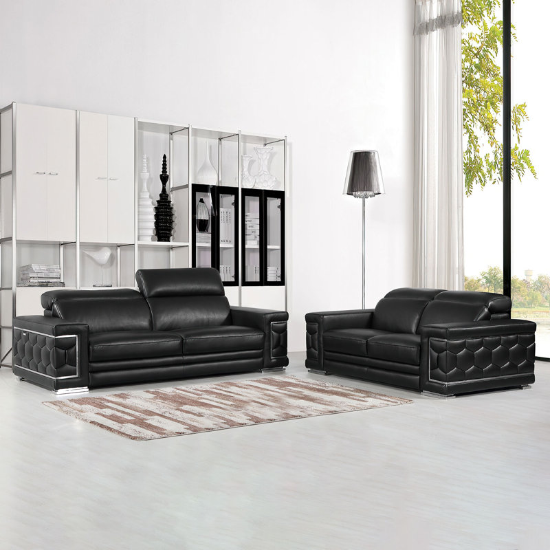 Banti 2-Piece Leather Living Room Set - Modern Design