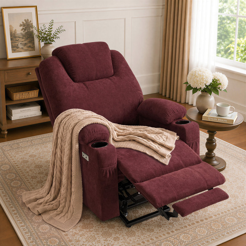 Antaysia Small Power Lift Recliner Chair Sofa with Massage and Heat for Petite Elderly, Fabric, Sangria