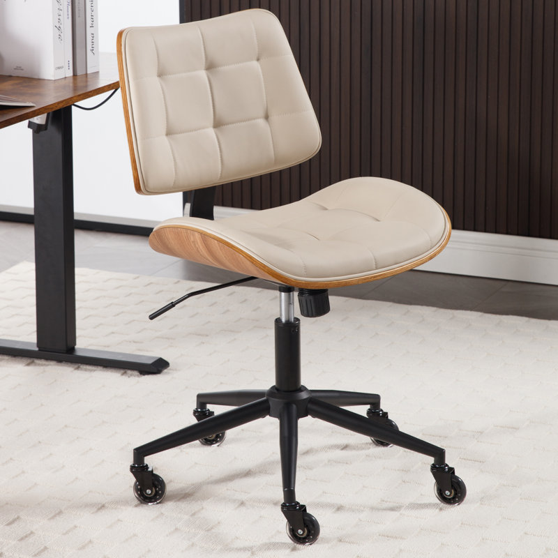 Wurster Ergonomic Adjustable Height Armless Task Chair, Beige
