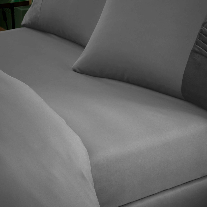 Stylish Velvet Duvet Cover Set with Pillowcases Soft Warm Breathable Easy Care Luxury Bedding, Grey