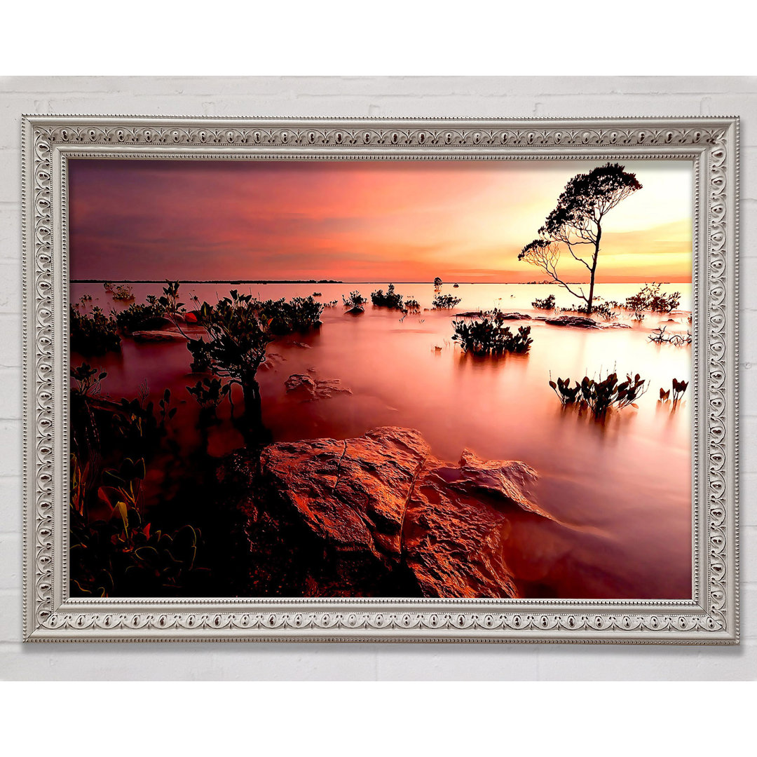 Tranquil Pink Ocean Trees - Einzelne Bilderrahmen Kunstdrucke