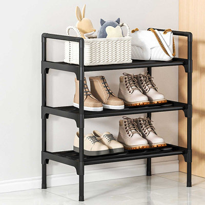 Shoe Rack 3 Tier Shoe Organizer Heavy Duty Metal Shoe Storage Shelf Stackable Shoe Rack For Closet Freestanding Shoe Rack For EntrywayEasy To