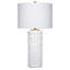 Lampe de table 28 po Mena, abat-jour tambour rond, base quadrillée blanche