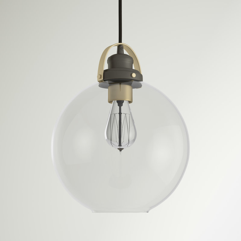 1 - Light Single Pendant, Graphite with Aged Brass
