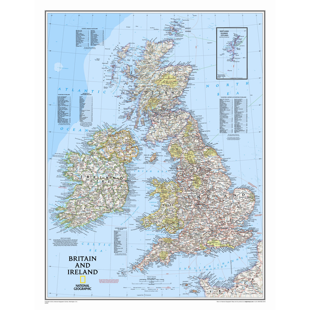 Britain and Ireland Wall Map National Geographic Maps Map 