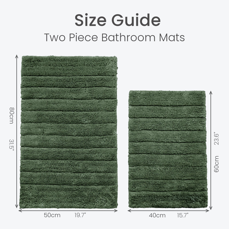 Shiwanda Ribbed Two Piece Bath Mat Set, Dark Green