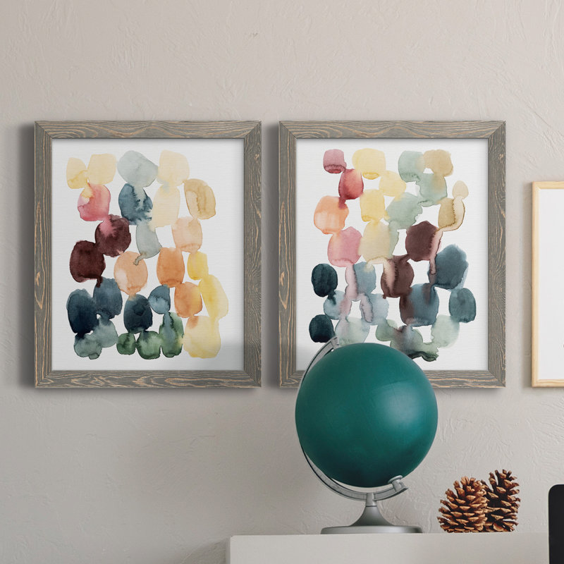 Desert Stones I - ensemble de 2 peintures sur toile encadrées, H 24 po x l 36 po, Gris