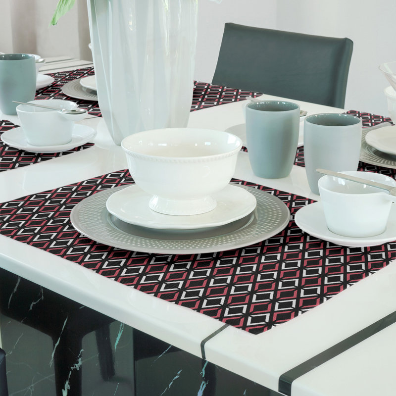 Katelyn Elizabeth Cotton Geometric Rectangle Placemat, Red